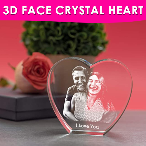 3D Face Crystal Heart