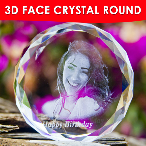 3D Face Crystal Round